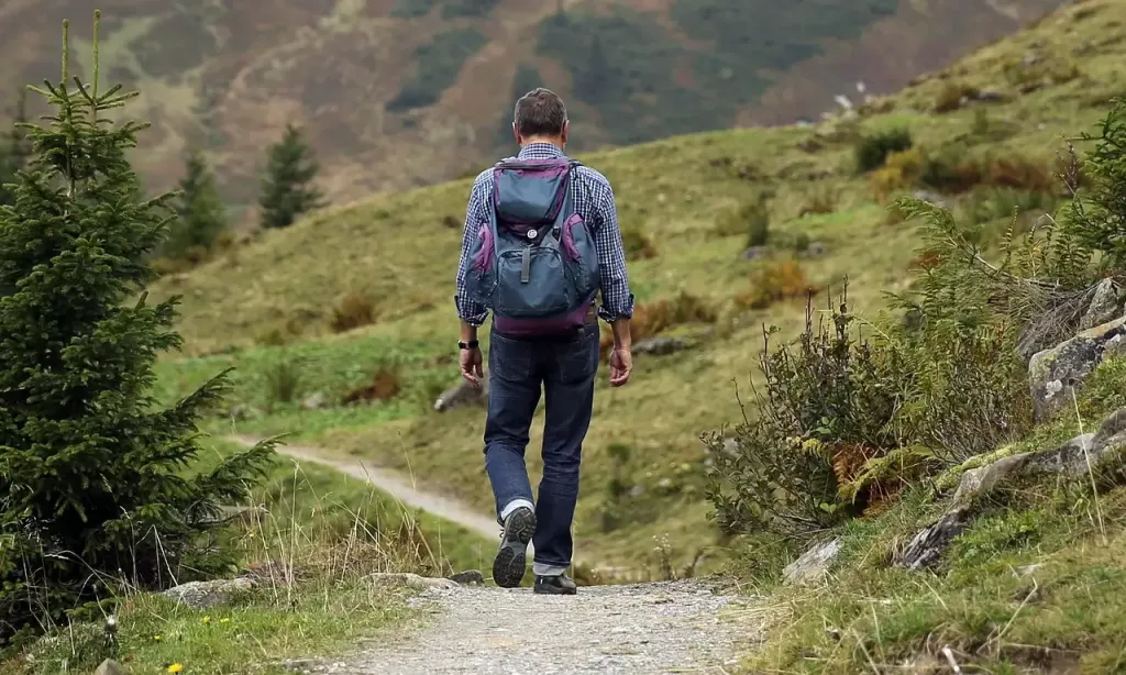 Man on a mountain trail